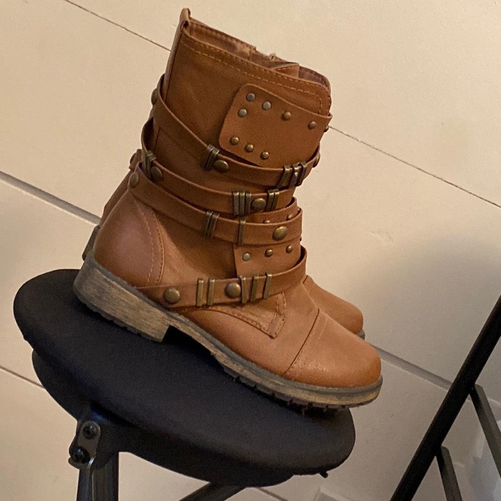 Brown combat style boots